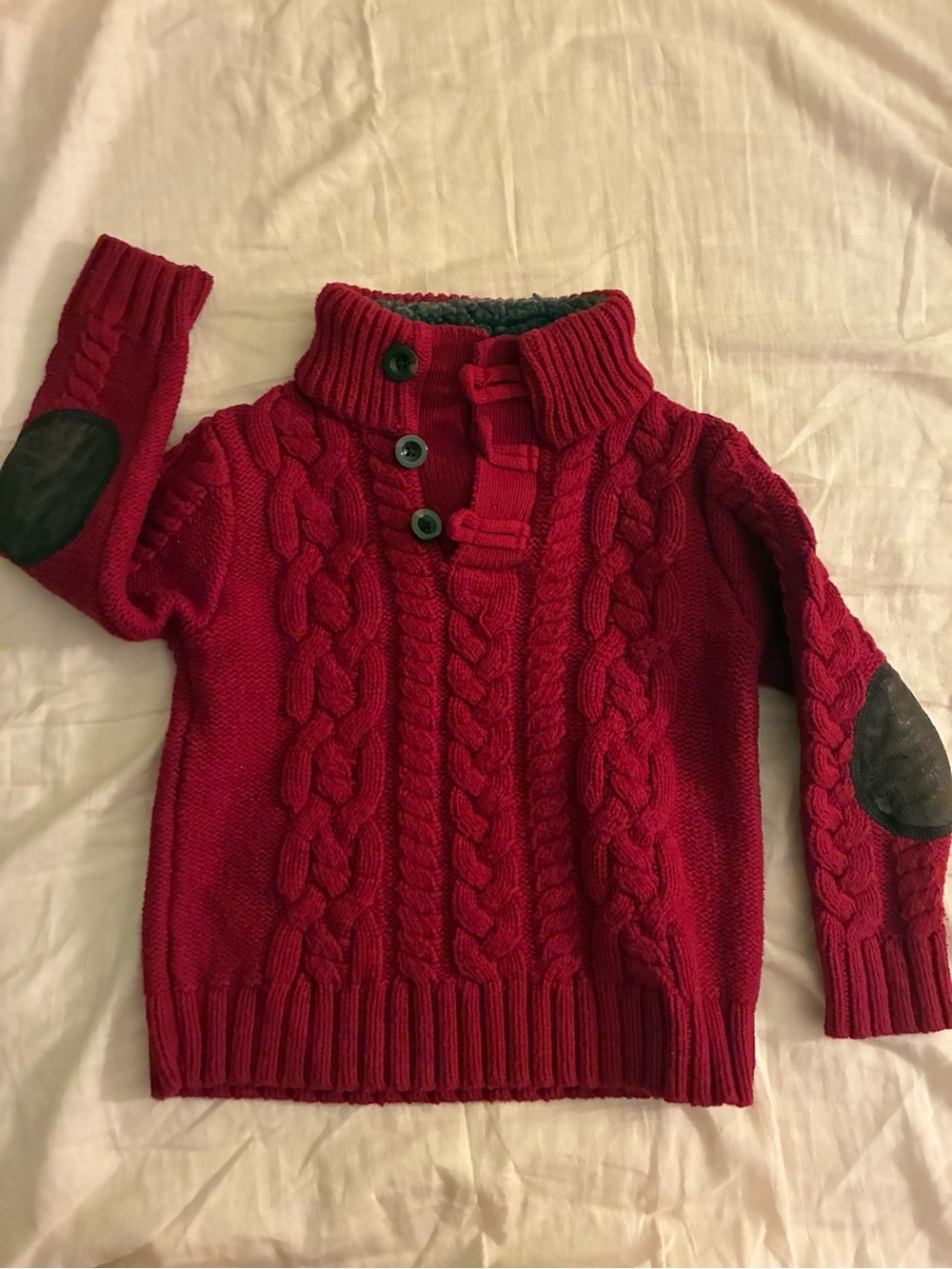 GAP Toddle Red Knit Sweater with Elbow Patches